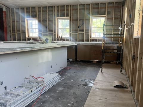 The new bar taking shape under the windows