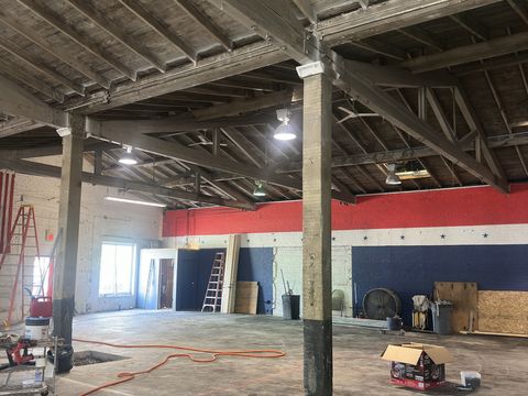 The old timber roof and posts of the Norwood building